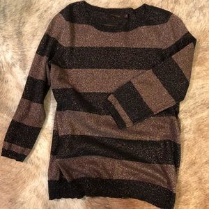 Gold Sparkly Black & Brown Stripped Top